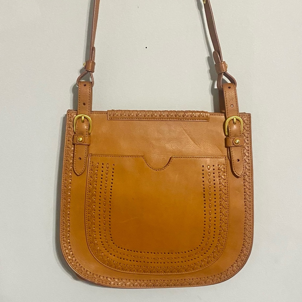 NEW Anthropologie Jasper & Jeera Peyson SaddleBag Leather Brown Crossbody - Picture 6 of 16